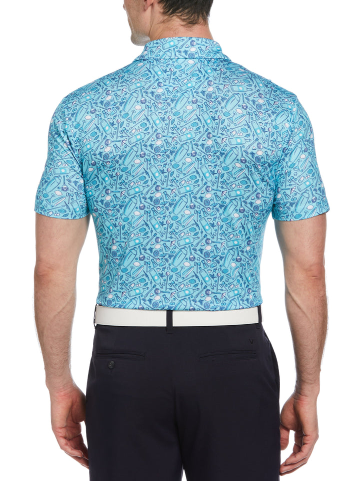 All Over Tropical Print Polo Shirt (Limpet Shell) 