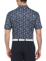 All Over Tropical Print Polo Shirt (Peacoat) 