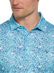 All Over Tropical Print Polo Shirt (Limpet Shell) 