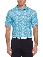 All Over Tropical Print Polo Shirt (Limpet Shell) 