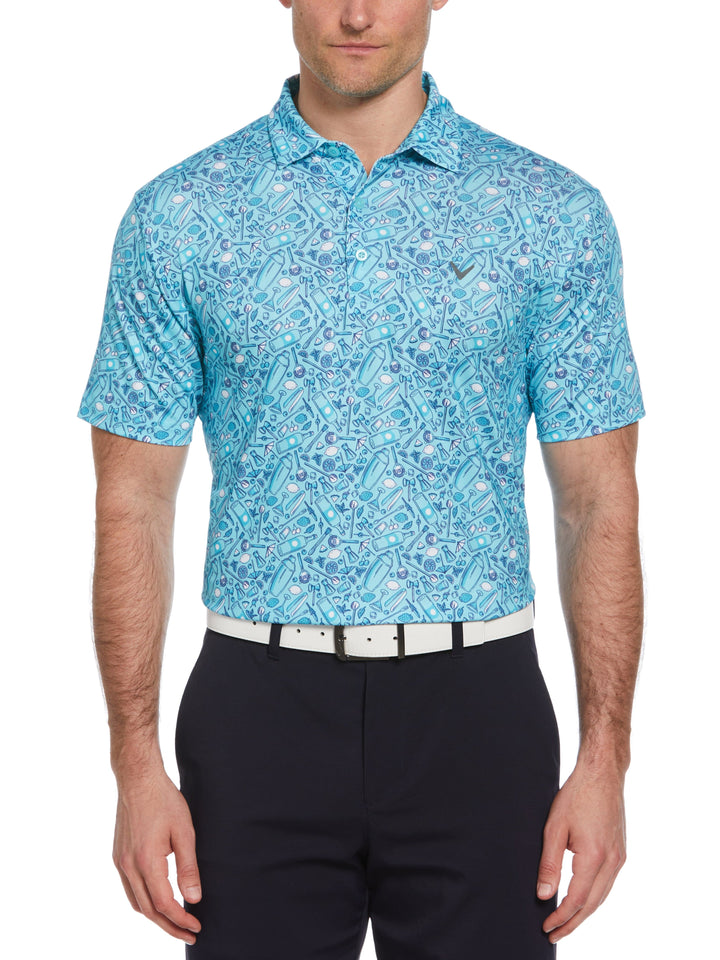 All Over Tropical Print Polo Shirt (Limpet Shell) 