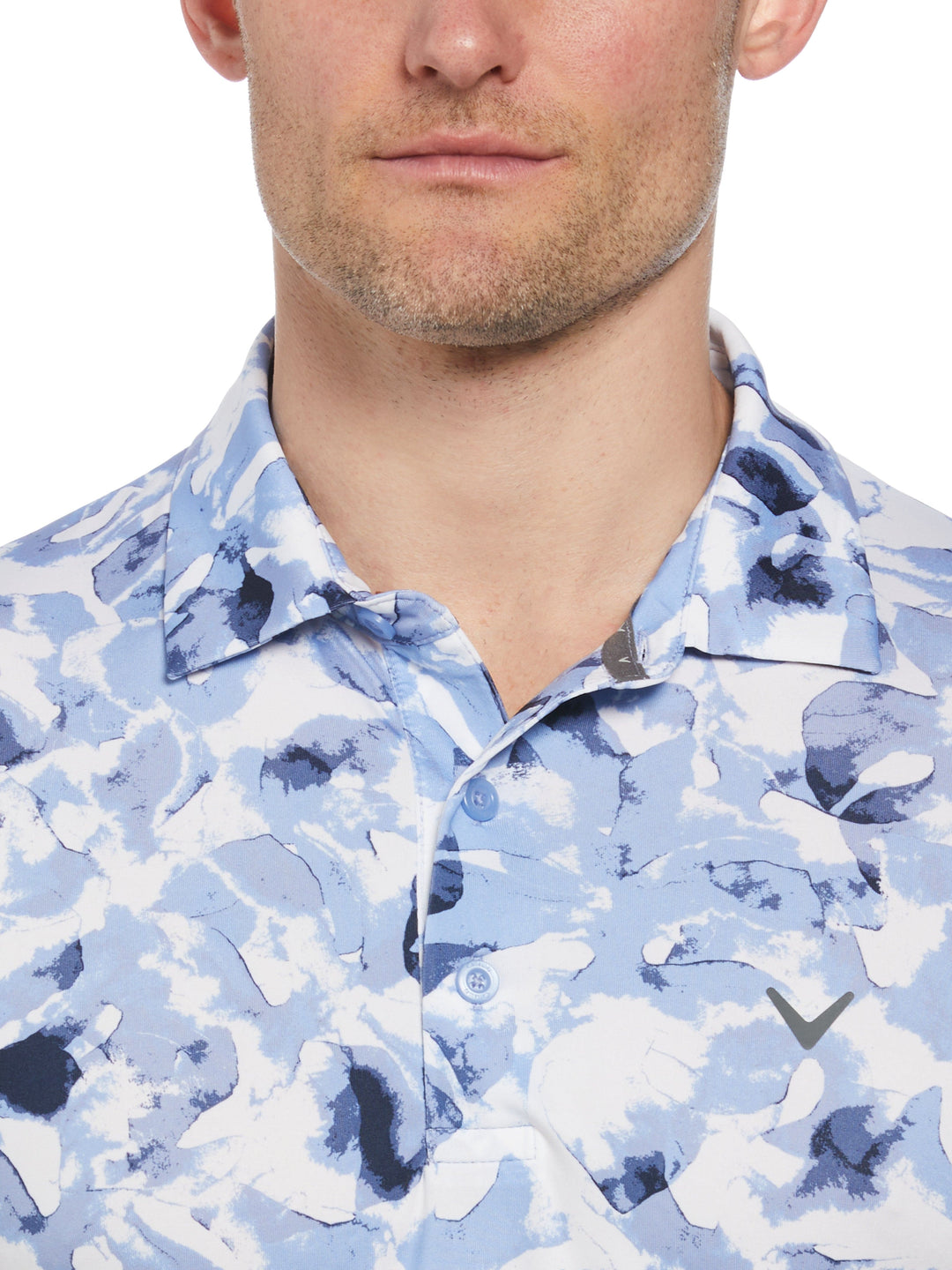All Over Tye Dye Golf Print Polo Shirt (Chambray) 