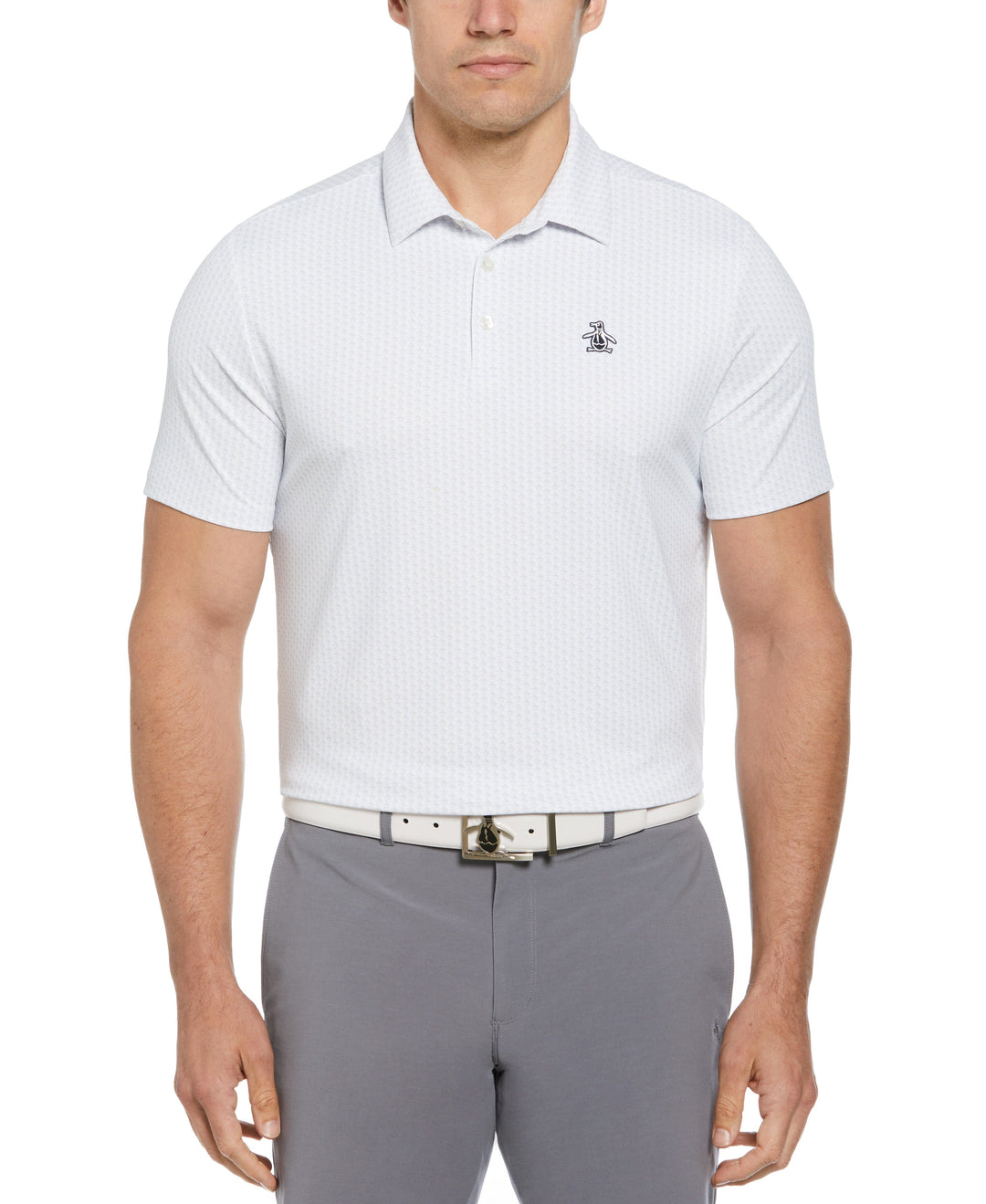 Allover Pete Print Short Sleeve Golf Polo Shirt (Bright White) 