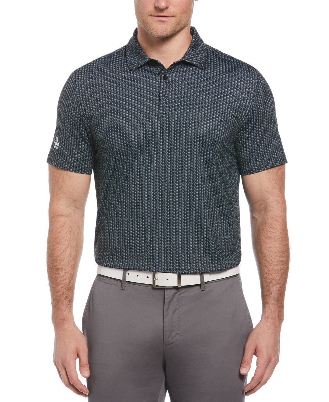 Allover Pete Print Short Sleeve Golf Polo Shirt (Caviar) 