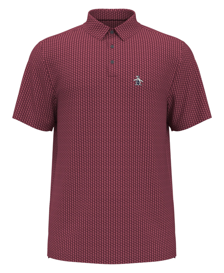 Allover Pete Print Short Sleeve Golf Polo Shirt (Cordovan) 