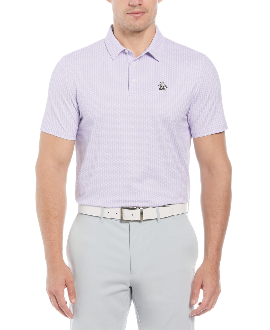 Allover Pete Print Short Sleeve Golf Polo Shirt (Lavender) 