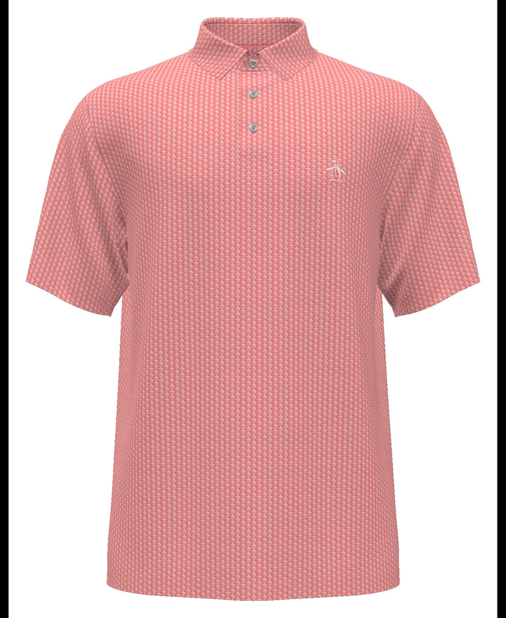 Allover Pete Print Short Sleeve Golf Polo Shirt (Strawberry Pink) 