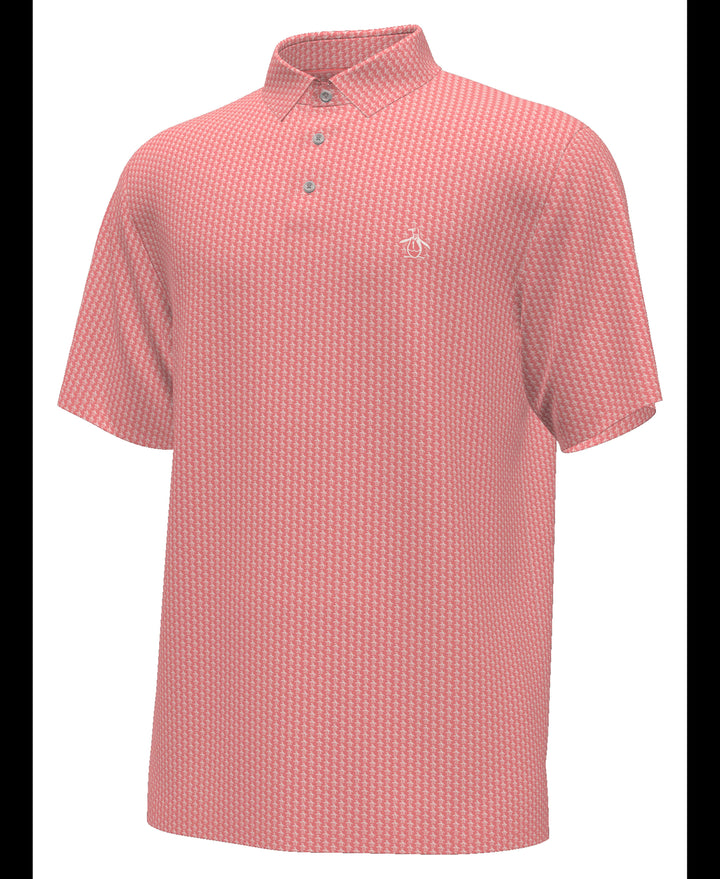 Allover Pete Print Short Sleeve Golf Polo Shirt (Strawberry Pink) 