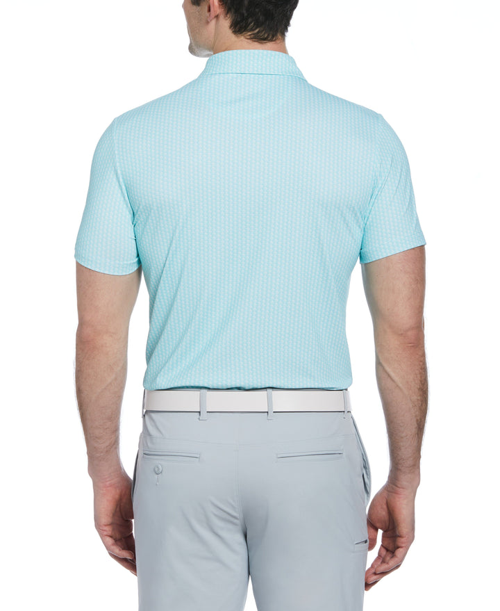 Allover Pete Print Short Sleeve Golf Polo Shirt (Tanager Turquoise) 