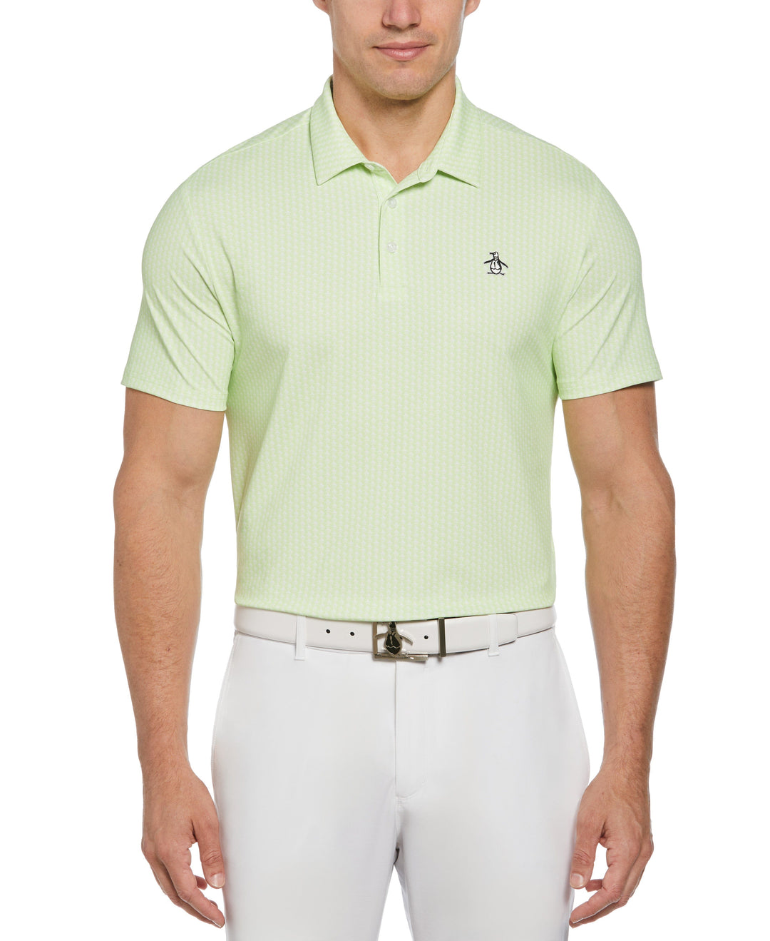 Allover Pete Print Short Sleeve Golf Polo Shirt (Shadow Lime) 
