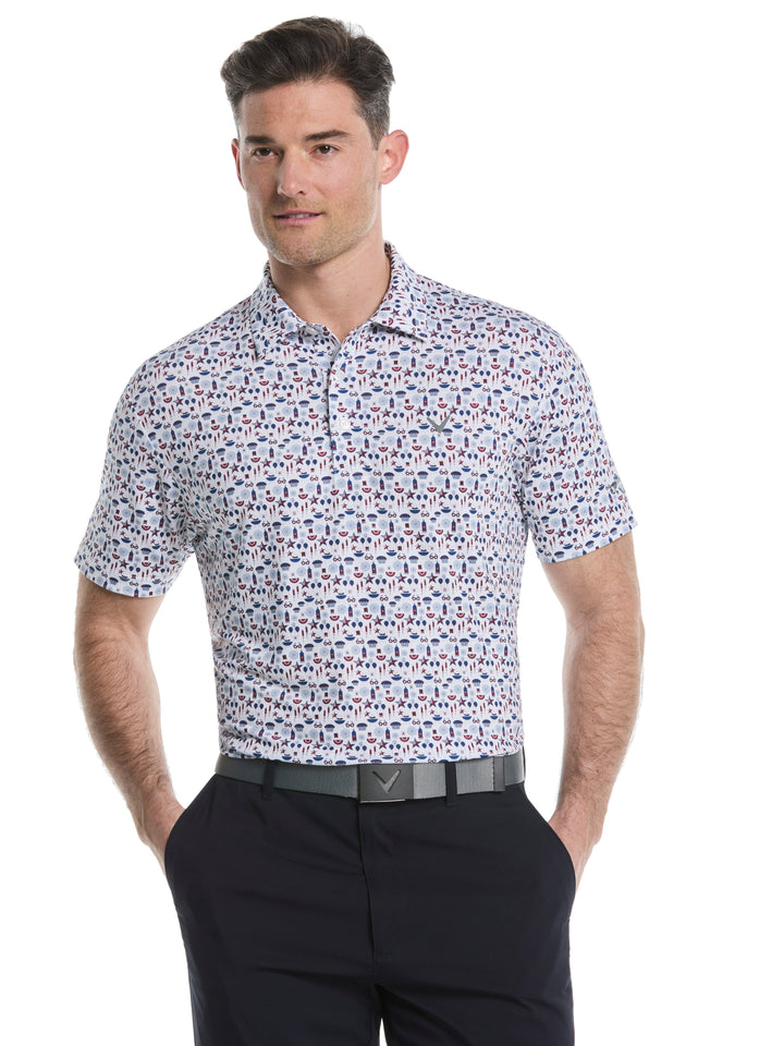 Men's Americana Print Golf Polo