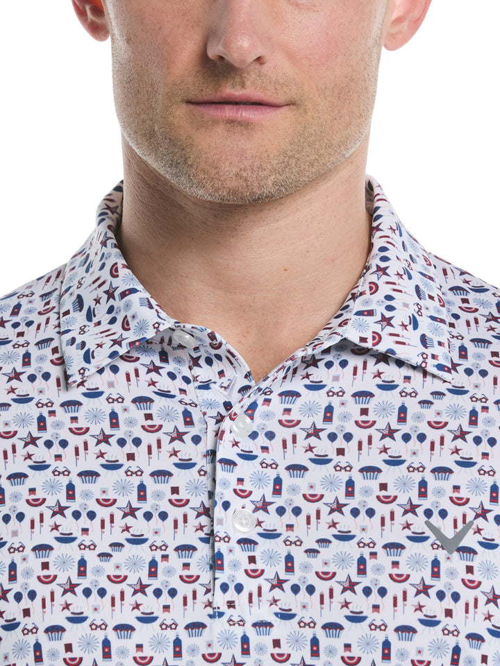 Men's Americana Print Golf Polo