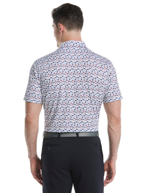Americana Print Golf Polo (Bright White) 