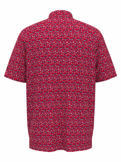 Americana Print Golf Polo (Lychee) 