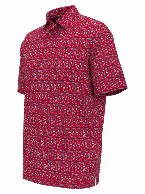 Americana Print Golf Polo (Lychee) 