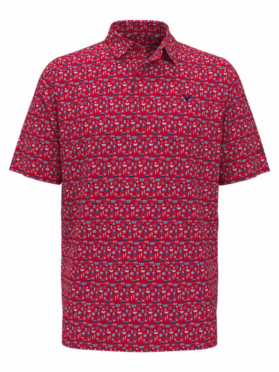 Americana Print Golf Polo (Lychee) 