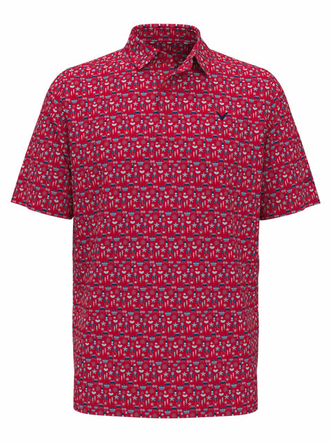 Americana Print Golf Polo (Lychee) 
