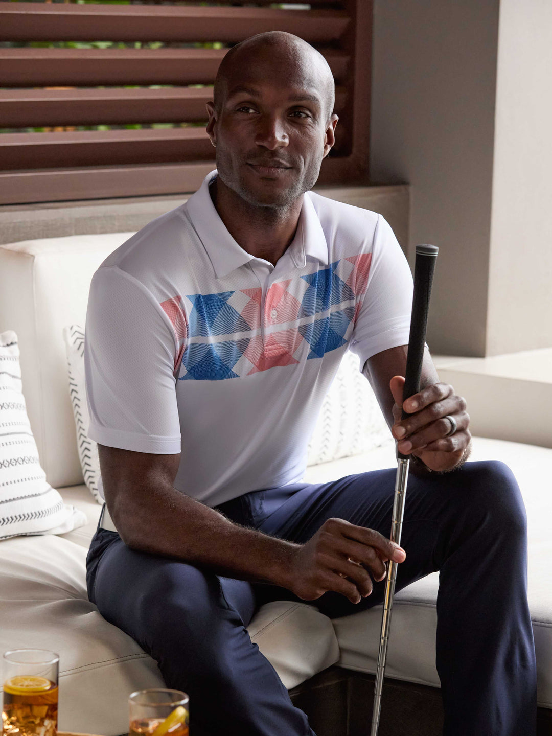Men's Argyle Print Golf Polo