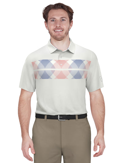 Argyle Print Golf Polo (Bright White) 