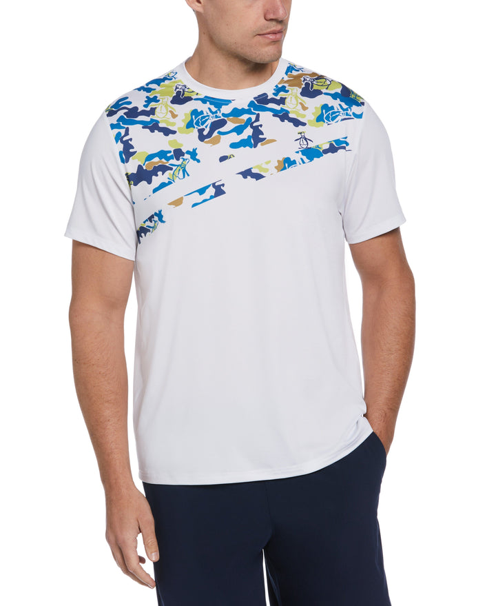 Asymmetric Camo Print T-Shirt (Bright White) 