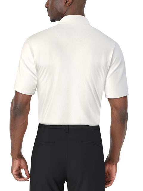 SS Asymmetric Chest Stripe Print Polo (Bright White) 