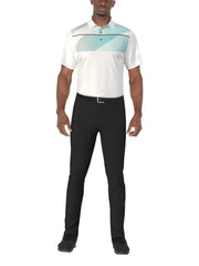 SS Asymmetric Chest Stripe Print Polo (Bright White) 
