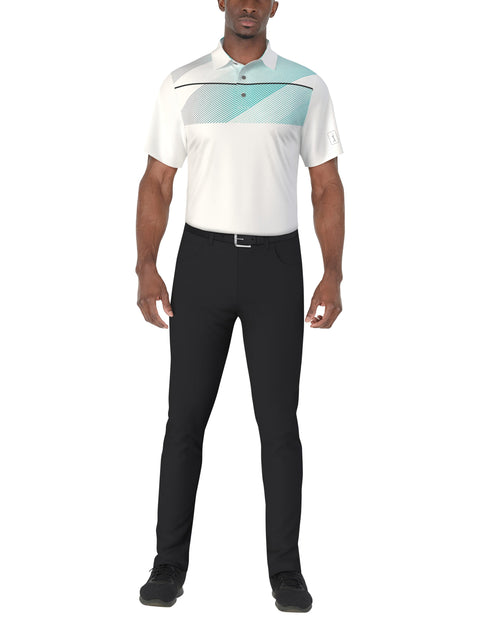 SS Asymmetric Chest Stripe Print Polo (Bright White) 