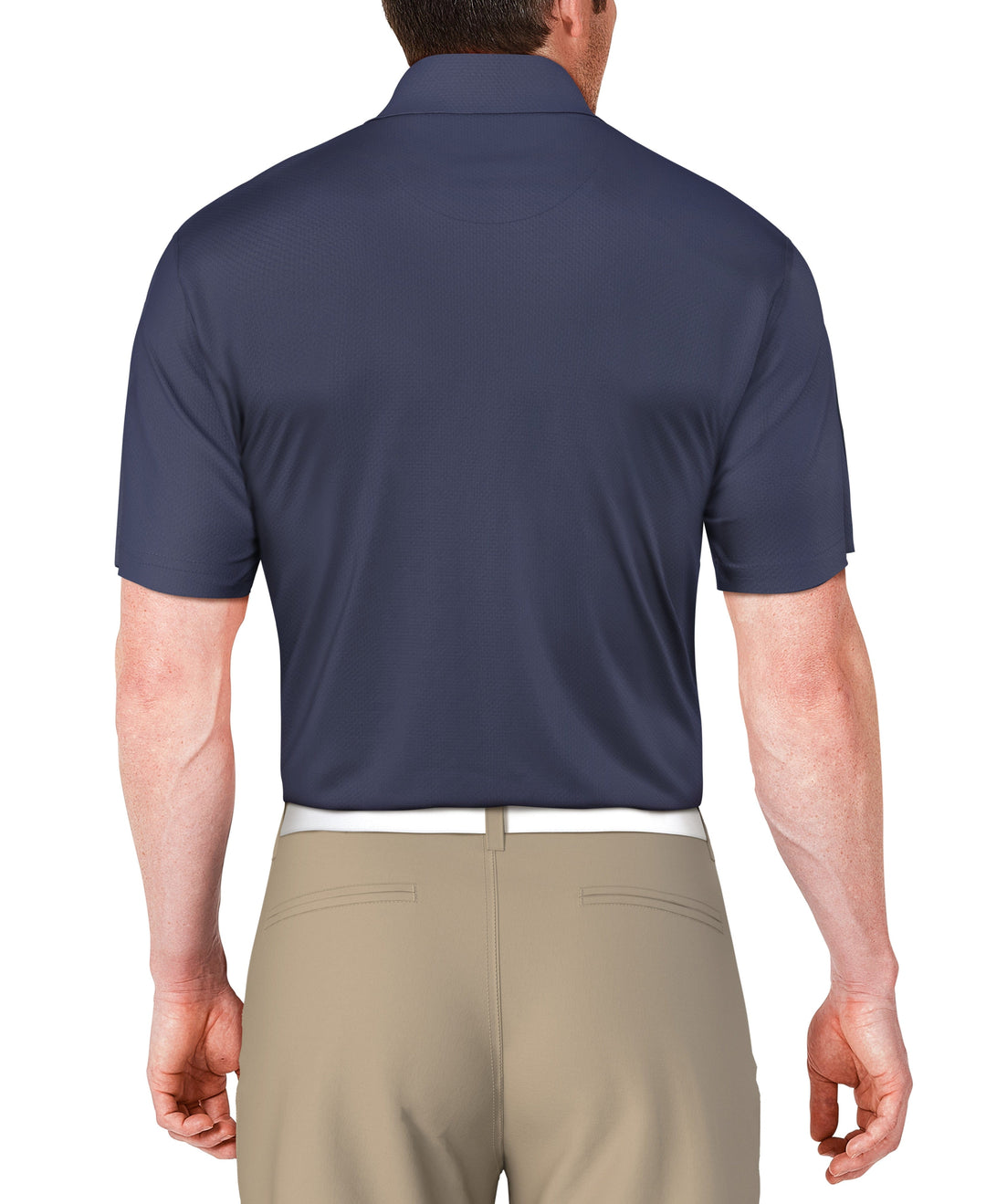 Short Sleeve Asymmetric Stripe Printed Polo  (Blue Indigo) 