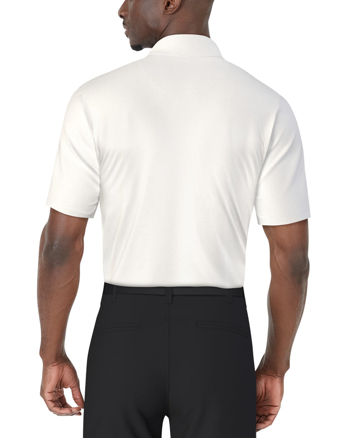 SS Asymmetric Chest Stripe Print Polo (Bright White) 