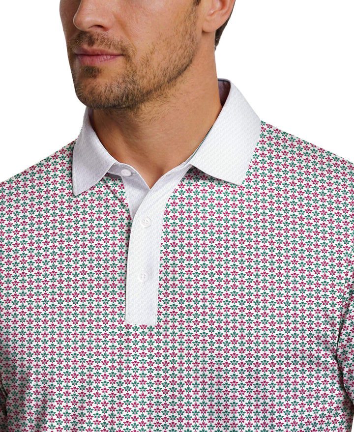 Azalea Geo Print Golf Polo (Bright White) 