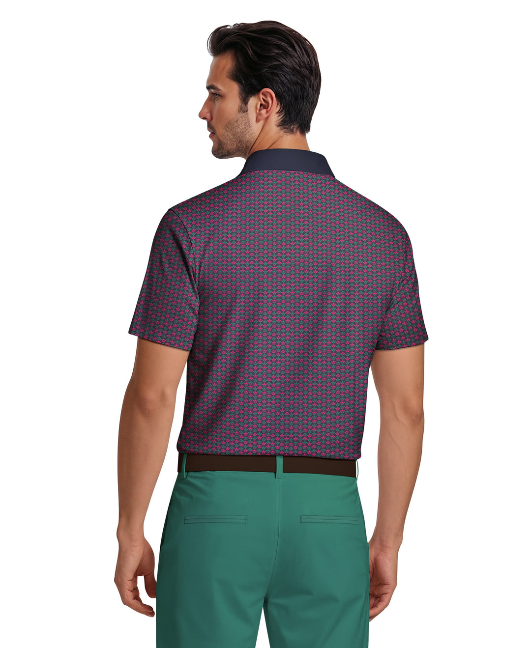 Azalea Geo Print Golf Polo (Peacoat) 