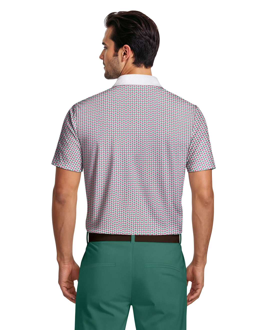 Azalea Geo Print Golf Polo (Bright White) 