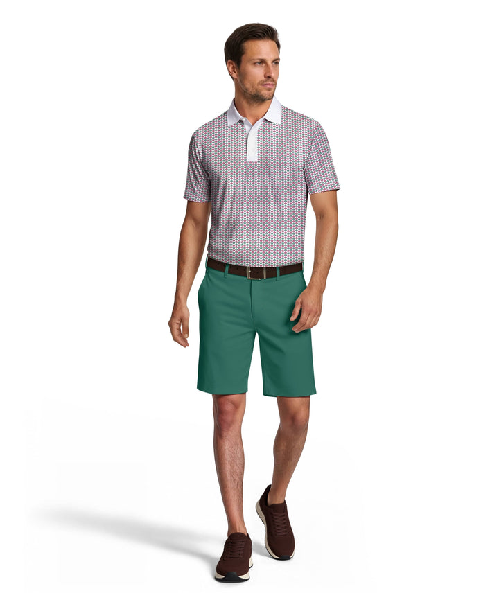 Azalea Geo Print Golf Polo (Bright White) 
