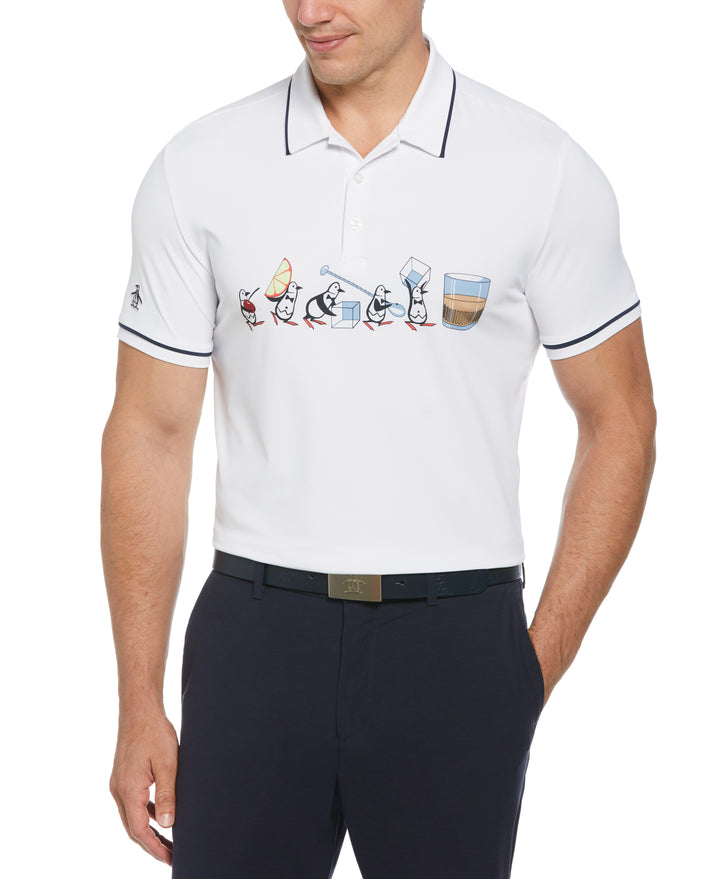 Barback Pete Print Piped Polo (Bright White) 