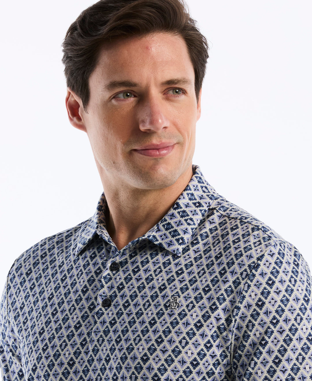 Batik Cocktail Print Polo (True Navy) 