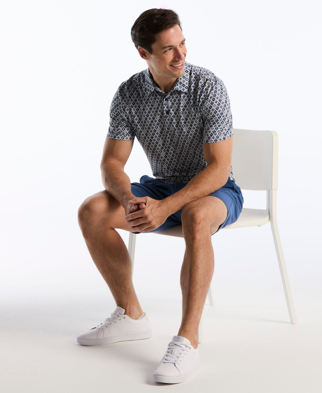 Batik Cocktail Print Polo (True Navy) 