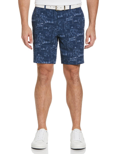 Men's Beach Club Print Seersucker 8" Golf Shorts