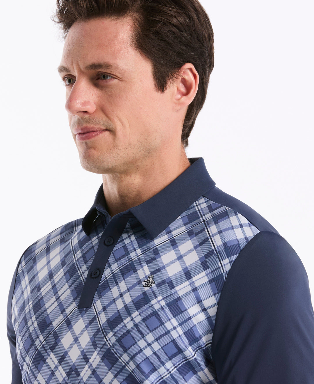 50's Block Madras Plaid Golf Polo (Black Iris) 