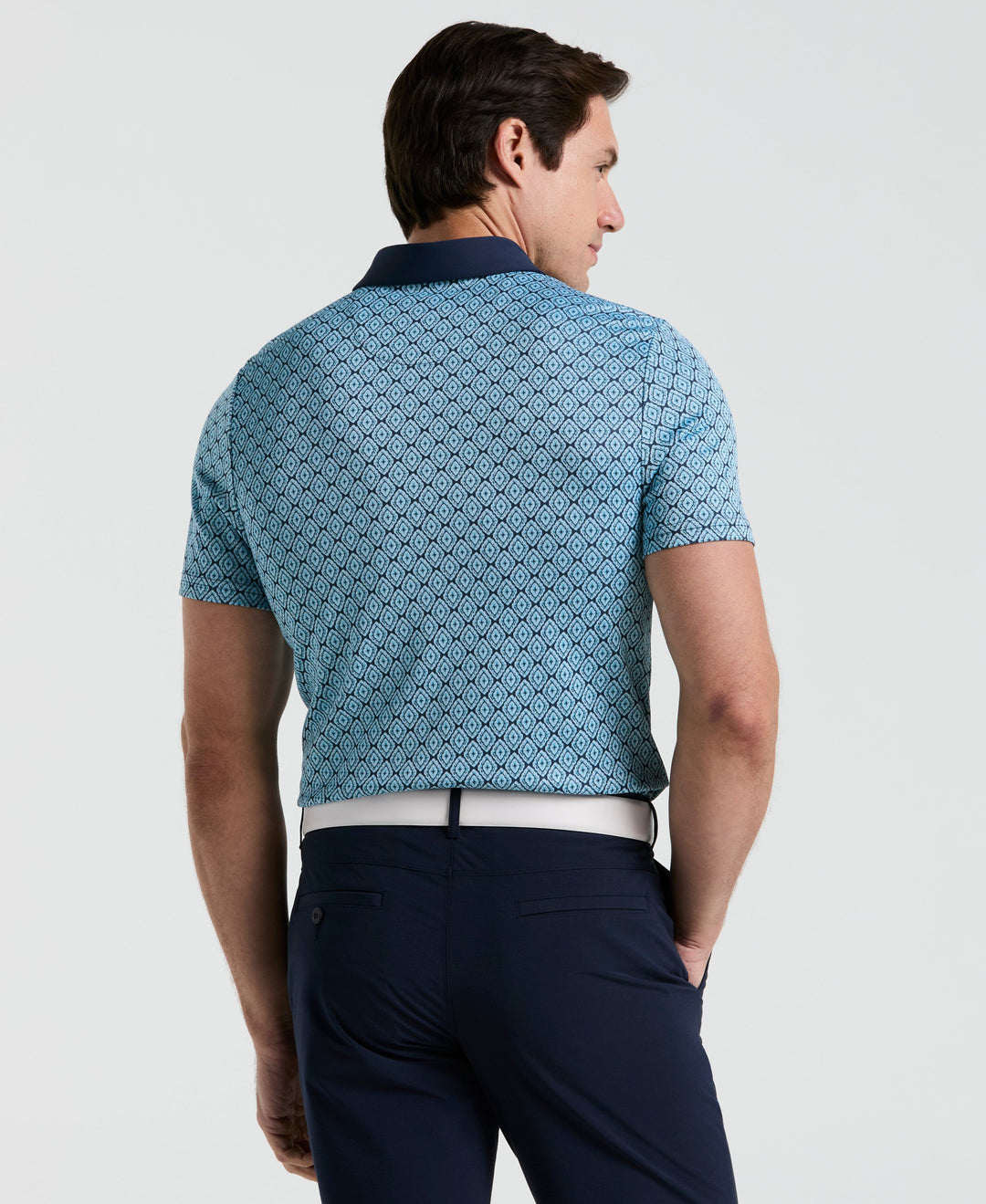 Bohemian Print Jacquard Golf Polo (Black Iris) 