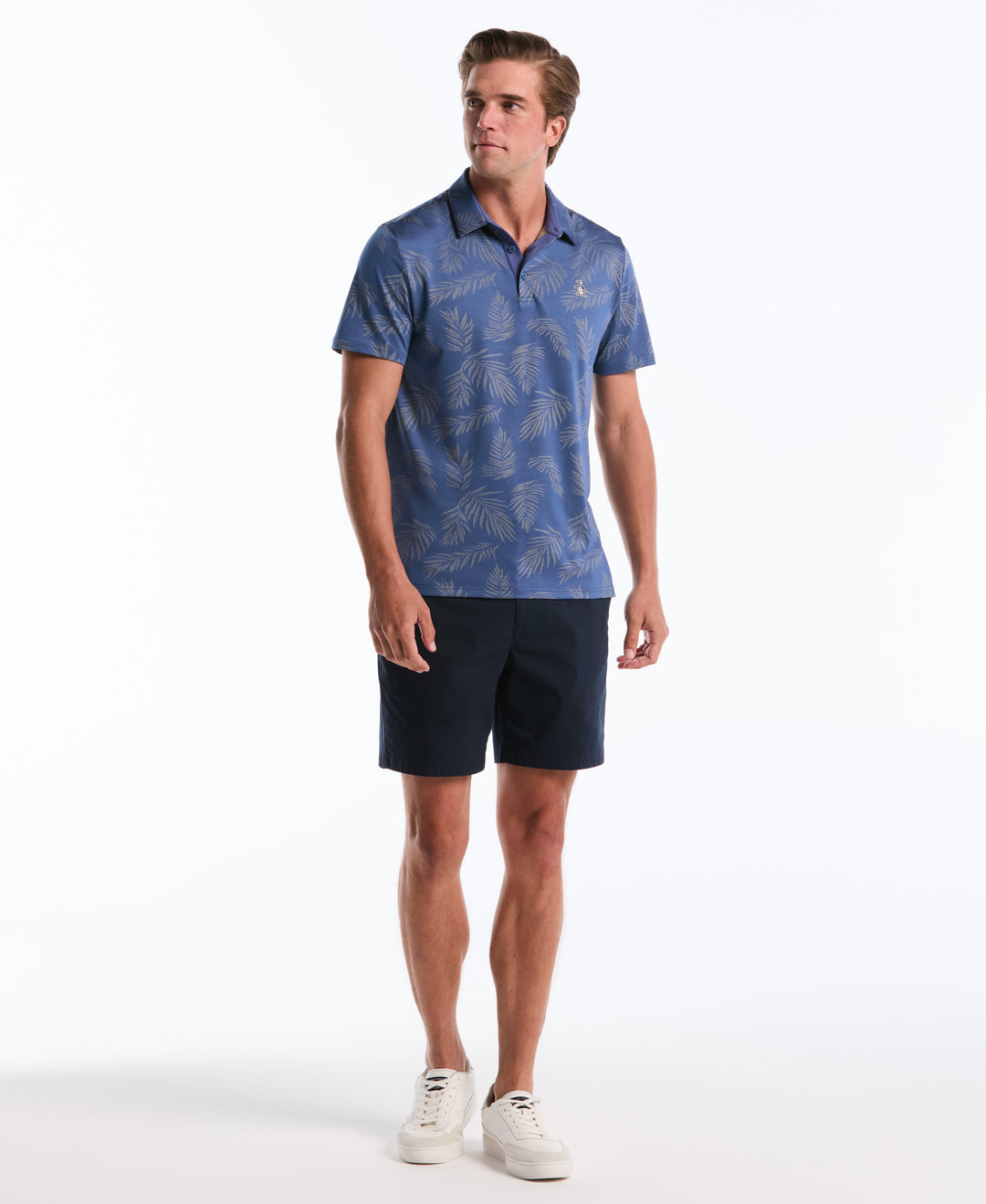 Pete's Botanical Jacquard Golf Polo (True Navy) 