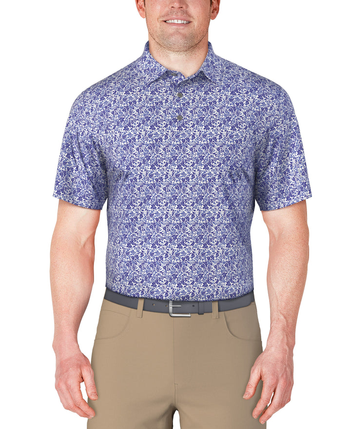 Botanical Print Golf Polo (Dazzling Blue) 