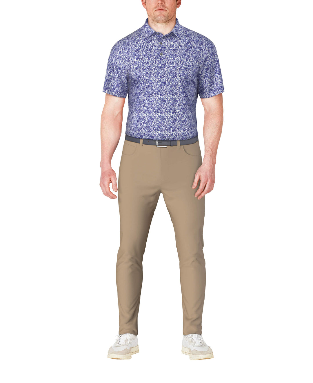 Botanical Print Golf Polo (Dazzling Blue) 
