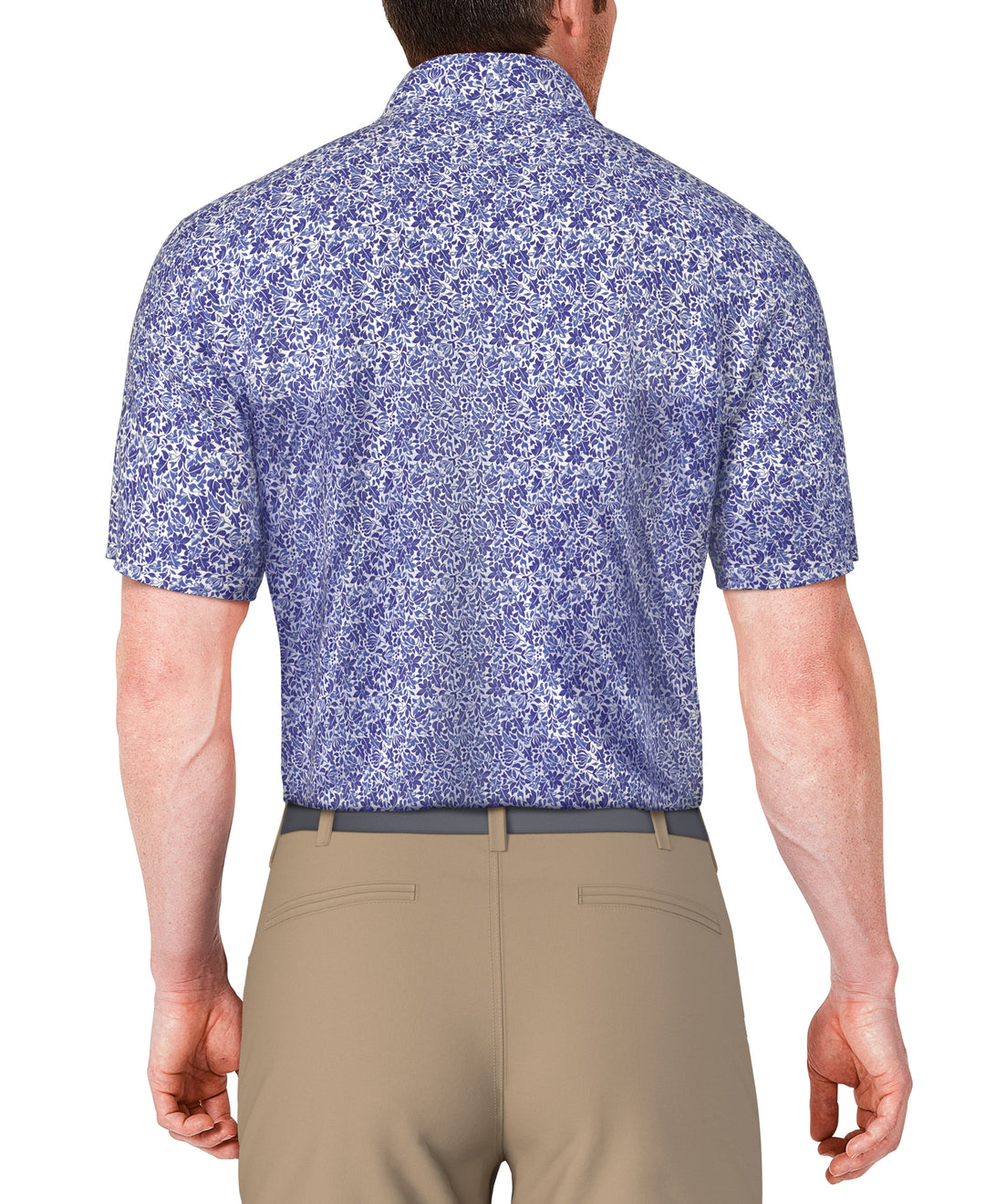 Botanical Print Golf Polo (Dazzling Blue) 