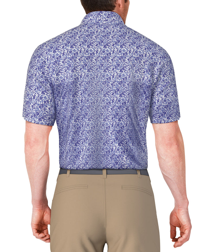 Botanical Print Golf Polo (Dazzling Blue) 