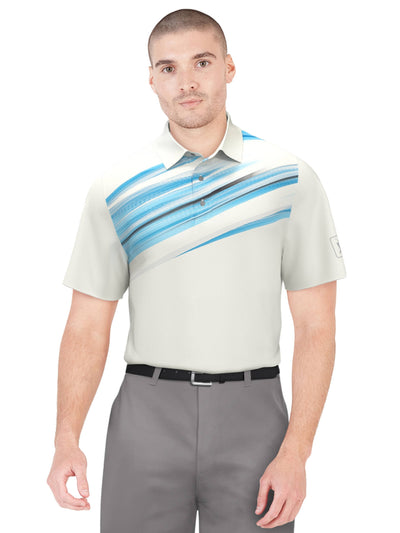 Men's Brush Stroke Asymmetric Print Golf Polo