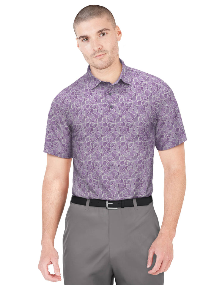 Men's Brush Stroke Floral Print Golf Polo