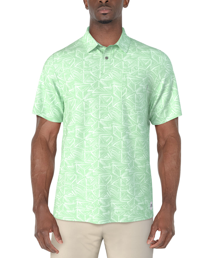 Short Sleeve Brush Strokes Geo Printed Polo (Lichen) 