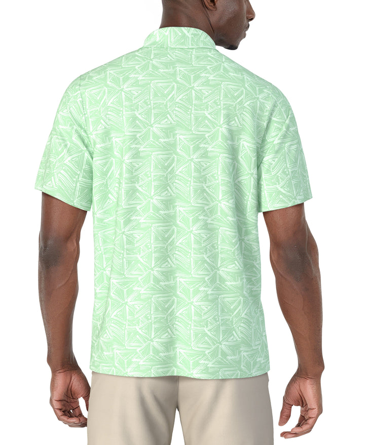 Short Sleeve Brush Strokes Geo Printed Polo (Lichen) 