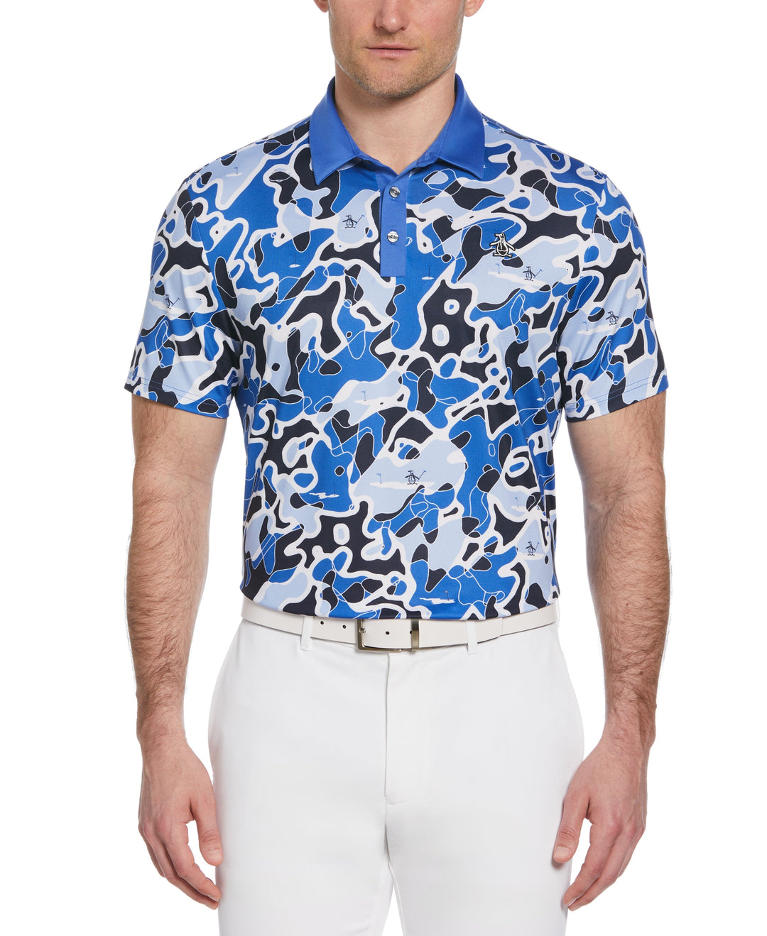 Bunker Print Short Sleeve Golf Polo Shirt (Nebulas) 