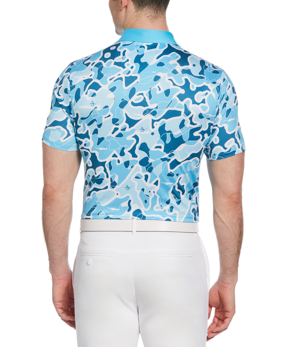Bunker Print Short Sleeve Golf Polo Shirt (Blue Atoll) 